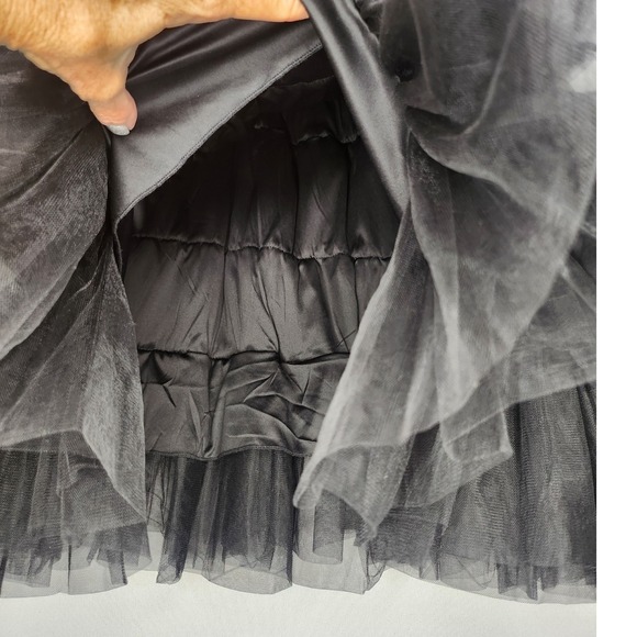 NWT MABLE Women's Large Strapless Black Tiered Tulle Cocktail Dress Mini Party - Picture 5 of 9